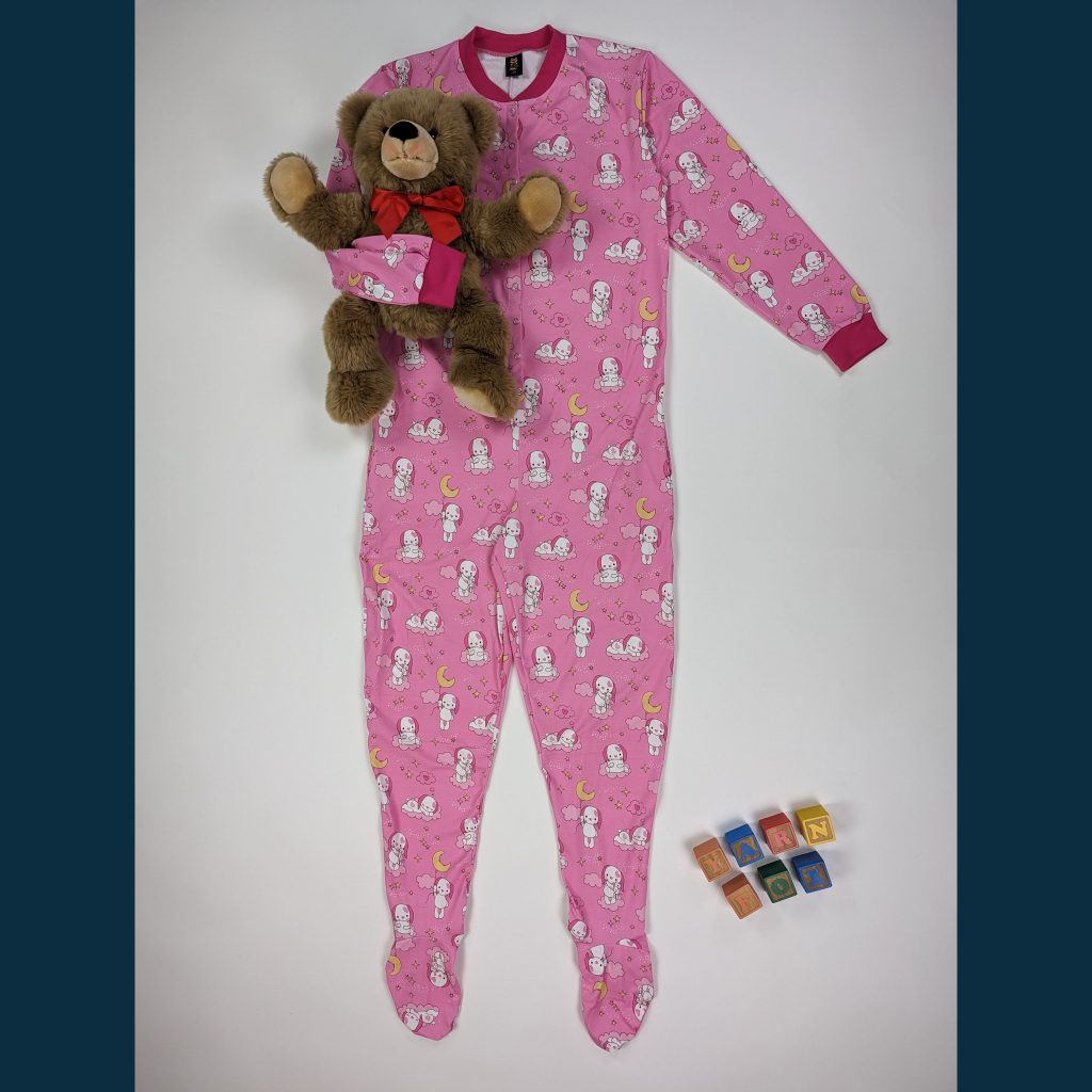 Adult Baby Strampler Einteiler Footed Sleeper kleiner Hase little rabbit pink