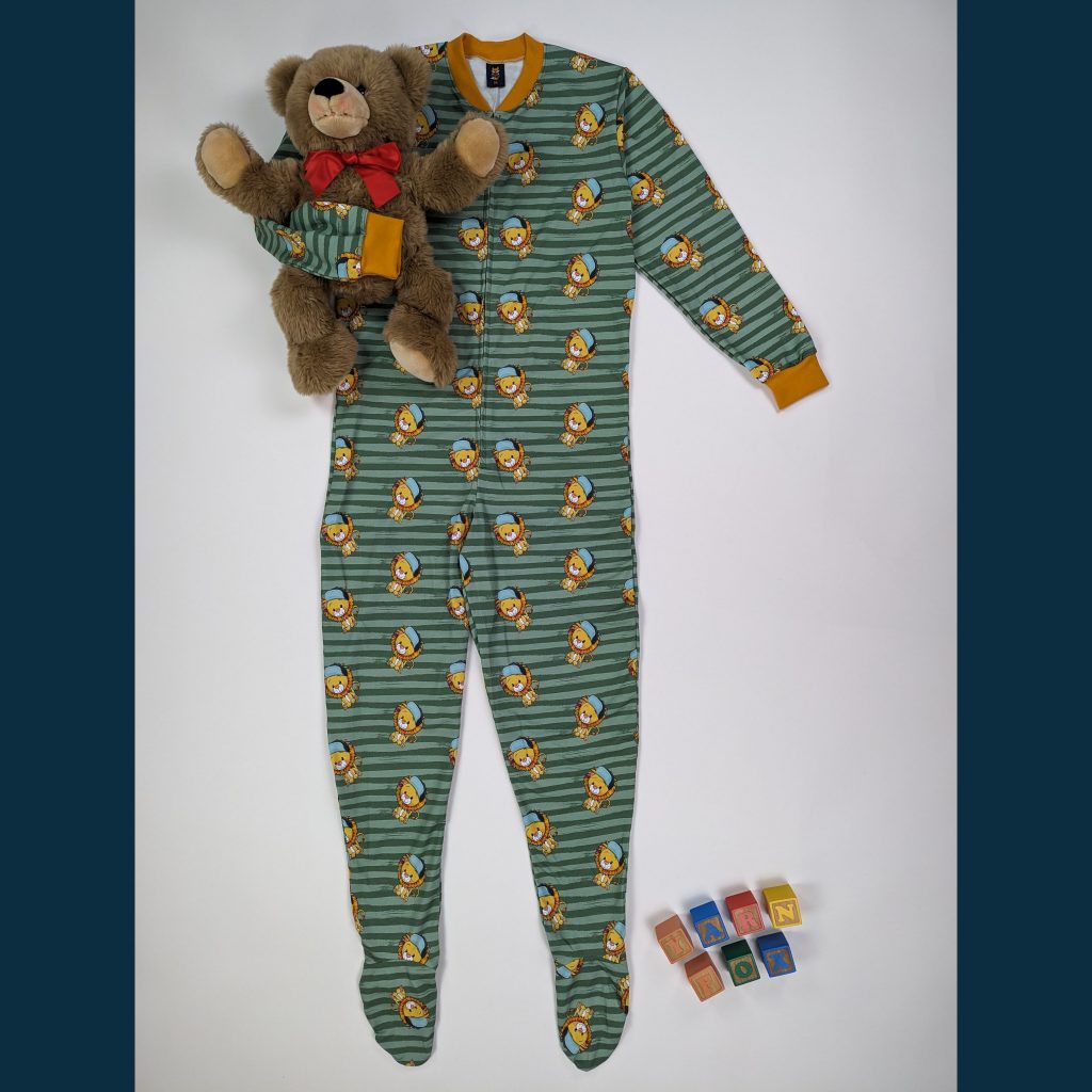 Adult Baby Strampler Einteiler footed sleeper cool lion löwe grün green