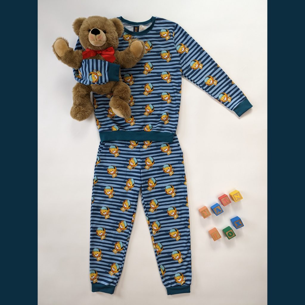 Adult Baby Schlafanzug Pajama Löwe lion gestreift blau blue